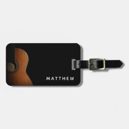 Etiqueta De Bagagem Foto Branca e Preta do Músico de Violão Moderno