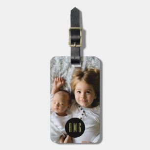 Etiqueta De Bagagem Foto da família personalizada Monograma Endere