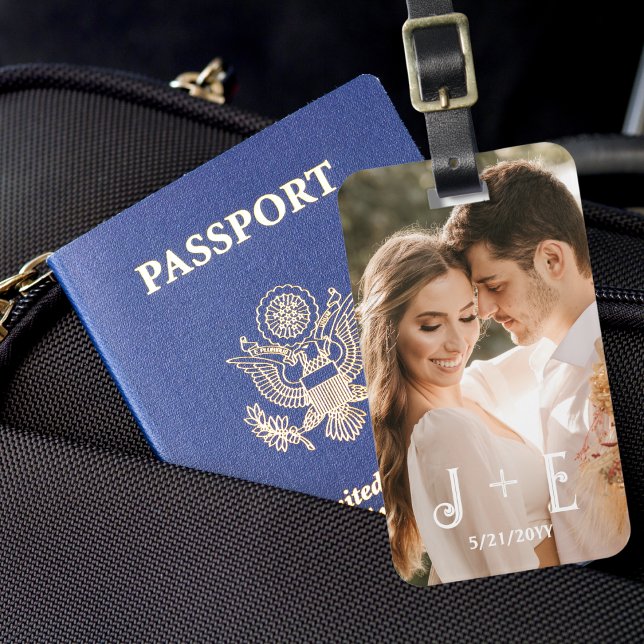 Etiqueta De Bagagem Foto de Casamento Elegante na moda (Criador carregado)