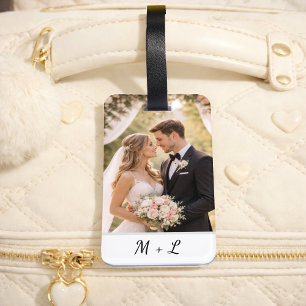 Etiqueta De Bagagem Foto de Casamento Personalizada Com Iniciais