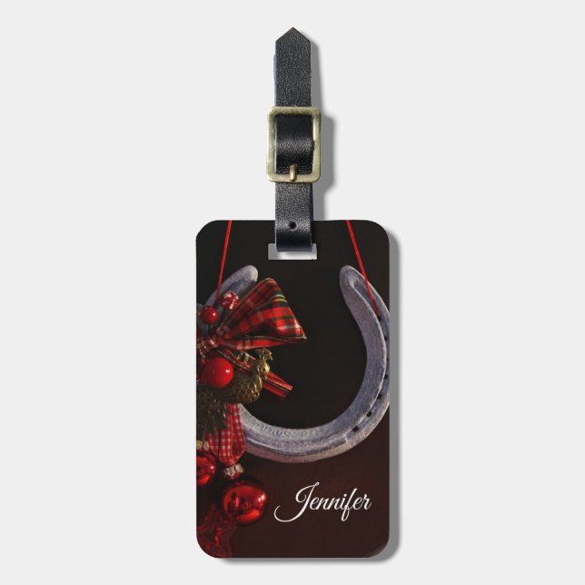 Etiqueta De Bagagem Foto de ferradura equestre (Frente Vertical)