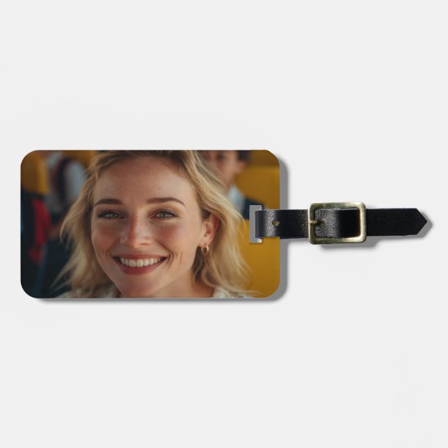 Etiqueta De Bagagem Foto de Motorista de Ônibus Escolar Personalizada (Frente Horizontal)