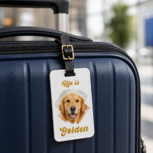 Etiqueta De Bagagem Foto do Golden Retriever A Vida é Dourada