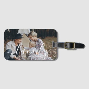 Etiqueta De Bagagem Foto personalizada da família com nome personaliz