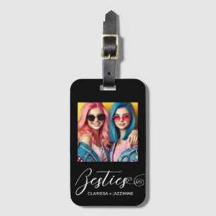 Etiqueta De Bagagem Foto personalizada de Bestimento Branco Preto Mode