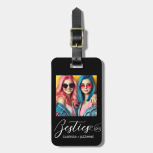 Etiqueta De Bagagem Foto personalizada de Bestimento Branco Preto Mode