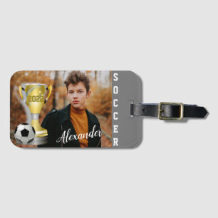 Etiqueta De Bagagem Foto personalizada do campeão do futebol