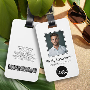 Etiqueta De Bagagem Foto personalizada do funcionário, código do Bar,