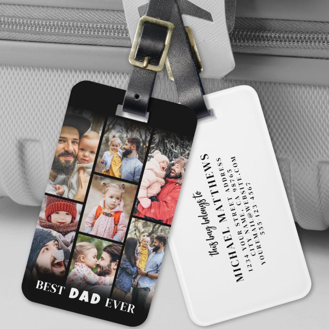 Etiqueta De Bagagem Foto personalizada do Pai (Personalized Dad Photo Luggage Tag)
