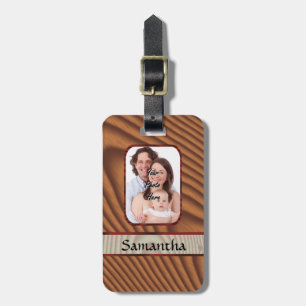 Etiqueta De Bagagem Foto personalizada Faux Wooden