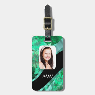 Etiqueta De Bagagem Foto personalizada floral verde