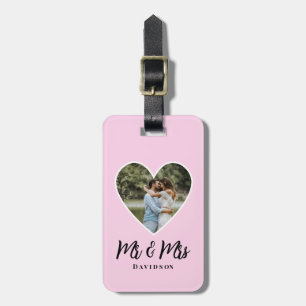 Etiqueta De Bagagem Foto personalizada Foto cor-de-rosa Foto da caligr