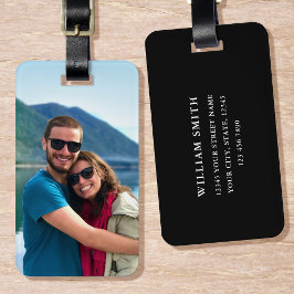 Etiqueta De Bagagem Foto personalizada - preto simples moderno