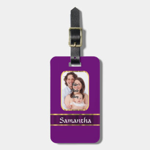 Etiqueta De Bagagem Foto personalizada roxa