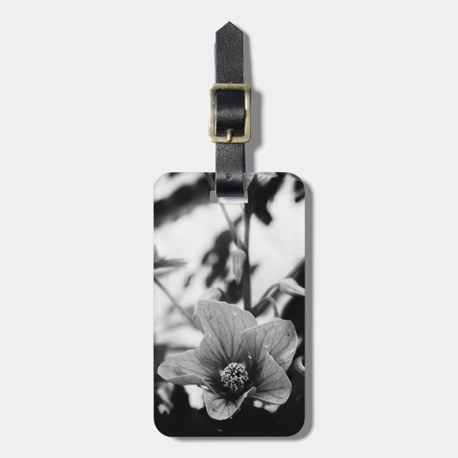 Etiqueta De Bagagem Fotografia da Flor Preta e Branca (Frente Vertical)