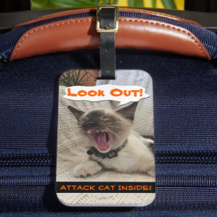 Etiqueta De Bagagem Fotografia de Fechamento de Advertência para Gato 
