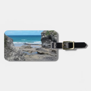 Etiqueta De Bagagem Fotografia do Porth Beach Newquay Cornwall