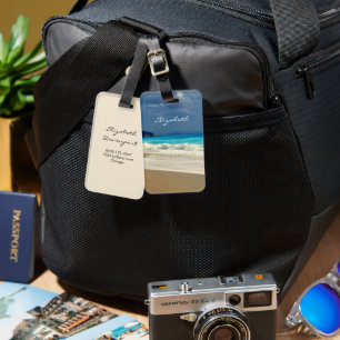 Etiqueta De Bagagem Fotografia tropical do Mar Azul, Belo Turquesa