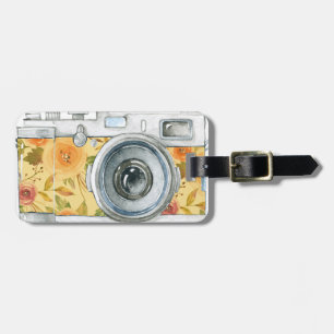 Etiqueta De Bagagem Fotógrafo no design da câmera do vintage do deve