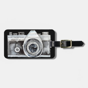 Etiqueta De Bagagem Fotógrafo Profissional de Câmera Watercolor Busine