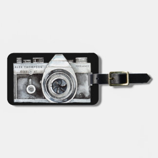 Etiqueta De Bagagem Fotógrafo Profissional de Câmera Watercolor Busine