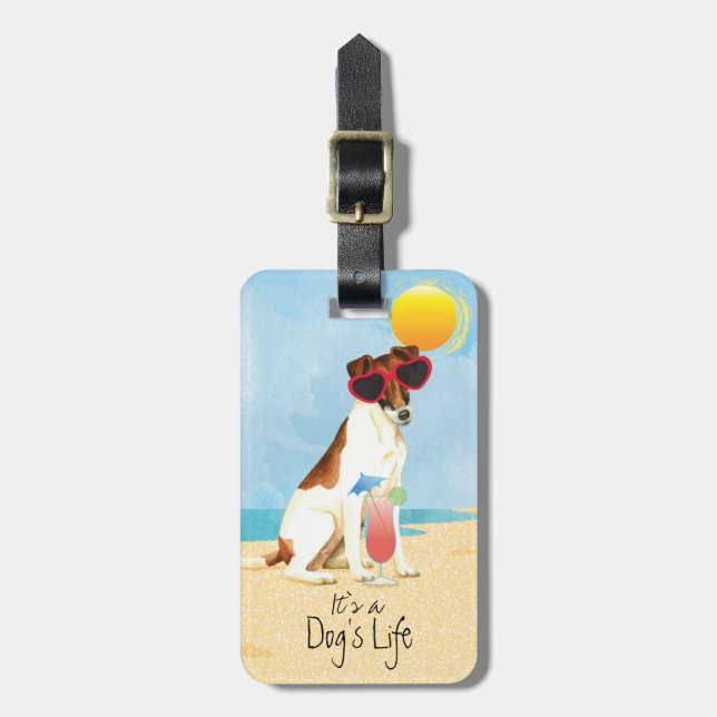 Etiqueta De Bagagem Fox Terrier suave de verão (Frente Vertical)