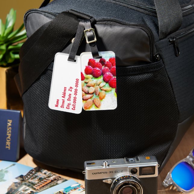 Etiqueta De Bagagem Framboesas e amêndoas (Frente e verso)