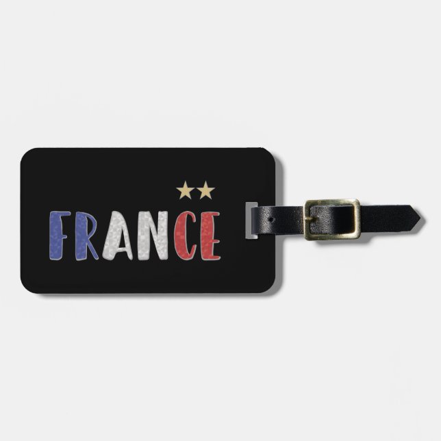 Etiqueta De Bagagem França Futebol Fan Camisa Bandeira Francesa (Frente Horizontal)