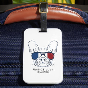 Etiqueta De Bagagem Francês Bulldog Line Art France 2024 Monograma Nam