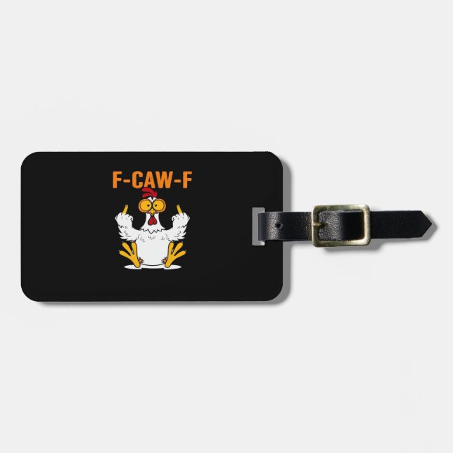 Etiqueta De Bagagem Frango Dedos F-Caw-F Engraçado (Frente Horizontal)