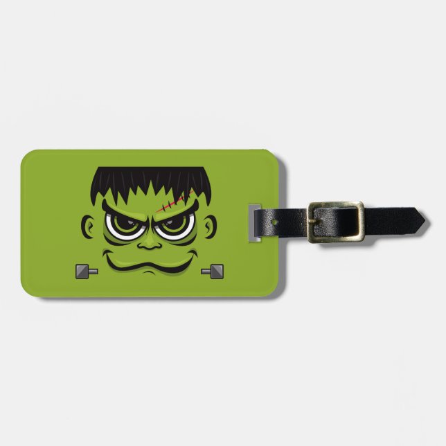 Etiqueta De Bagagem Frankenstein Halloween Face (Frente Horizontal)