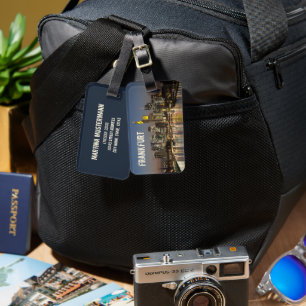 Etiqueta De Bagagem Frankfurt Skyline Alemanha Presente Vintage Souven