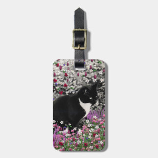Etiqueta De Bagagem Freckles nas flores II - gato do gatinho de Tux