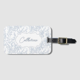 Etiqueta De Bagagem French Country Blue Toile Floral Lace Personalized