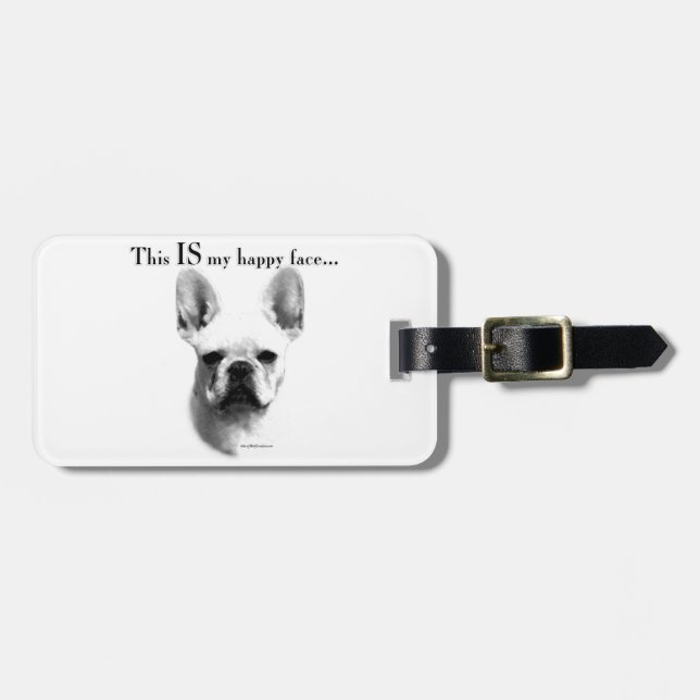 Etiqueta De Bagagem Frenchie Happy Face (Frente Horizontal)