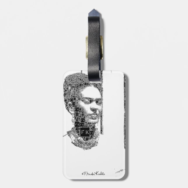 Etiqueta De Bagagem Frida Kahlo Black and White Portrait (Traseira Vertical)