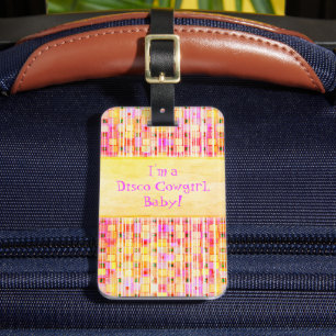 Etiqueta De Bagagem Fringe de Cowgirl amarela e rosa