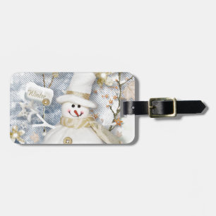Etiqueta De Bagagem Frio Winter Snowman
