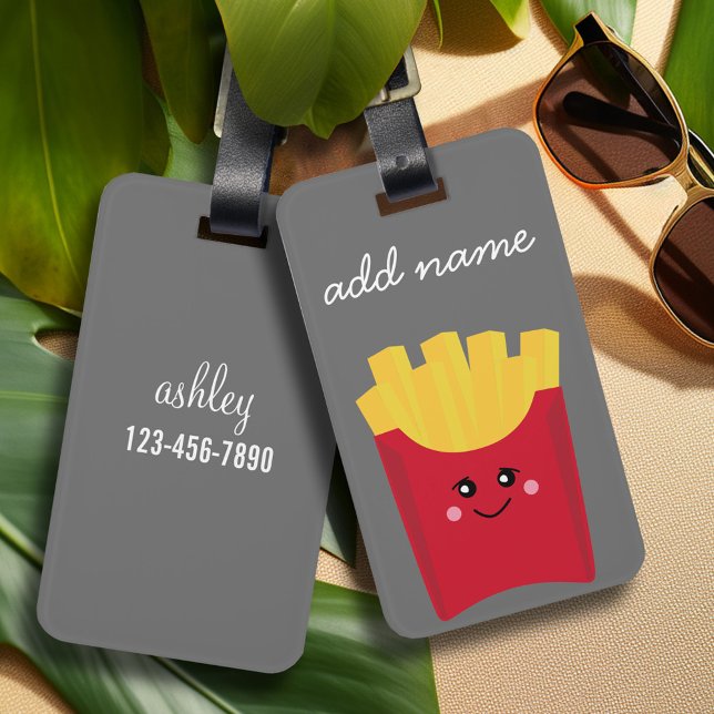 Etiqueta De Bagagem Fritas Francesas Cute Kawaii com Nome Personalizad (Personalized Luggage Tag)