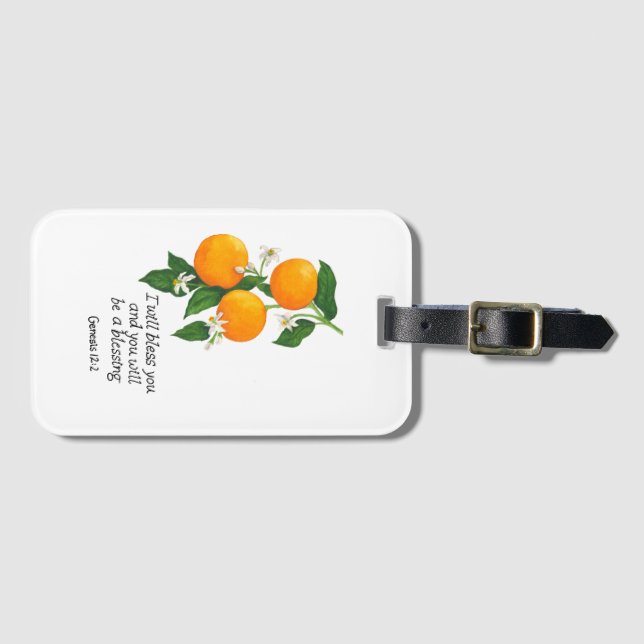 Etiqueta De Bagagem Fruta Laranja Gênesis 12:2 (Frente Horizontal)