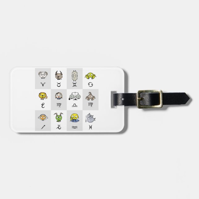 Etiqueta De Bagagem Fun Zodiac Astrological Characters (Frente Horizontal)