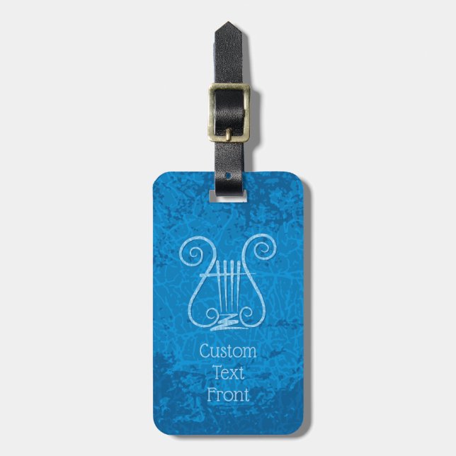 Etiqueta De Bagagem Fundo de Lyre Azul (Frente Vertical)