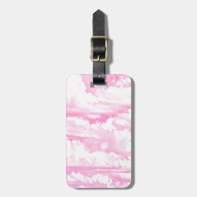 Etiqueta De Bagagem Fundo de Moda das Nuvens Rosa (Frente Vertical)