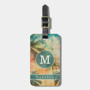 Etiqueta de Bagagem Fundo de Praia Vintage