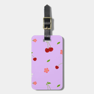 Etiqueta De Bagagem Fundo Divertido de Frutas e Flores de Cereja