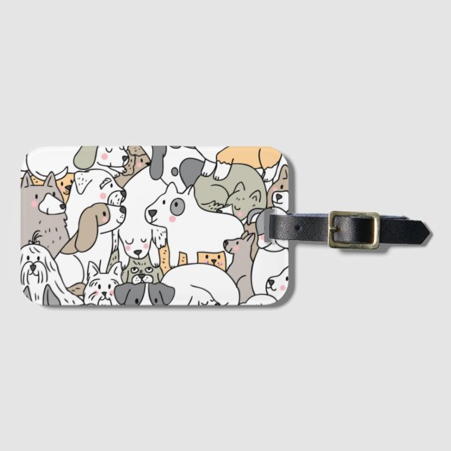 Etiqueta De Bagagem Fundo dos Cachorros (Frente Horizontal)