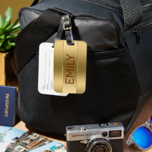 Etiqueta De Bagagem Fundo Dourado Metálico de Imagem