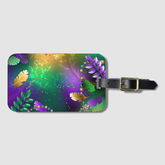 Etiqueta De Bagagem Fundo márdi iridescente com miçangas (Frente Horizontal)