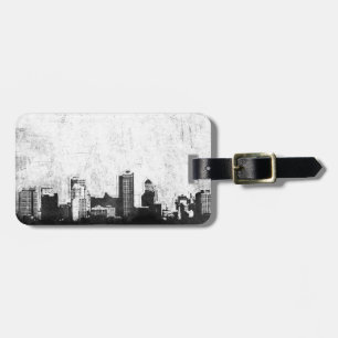 Etiqueta De Bagagem Fundo sujo da cidade em preto e branco