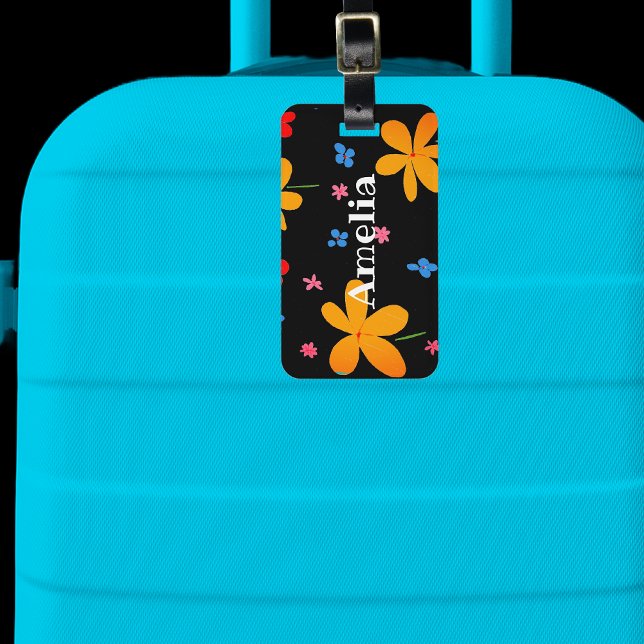 Etiqueta De Bagagem Funky Flower Personalizado (Criador carregado)